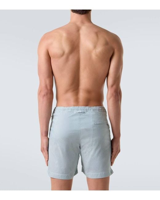 Orlebar Brown Blue Bulldog Drawcord Striped Swim Trunks for men