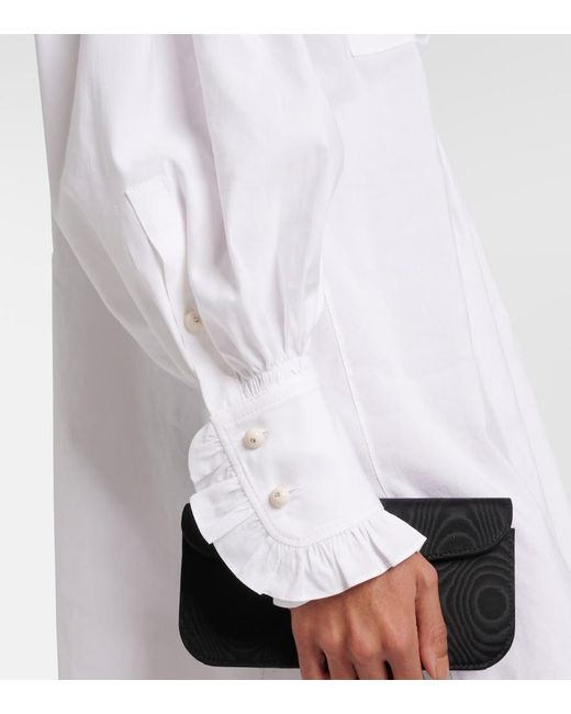 Valentino White Ruffled Cotton, Linen, And Silk Minidress