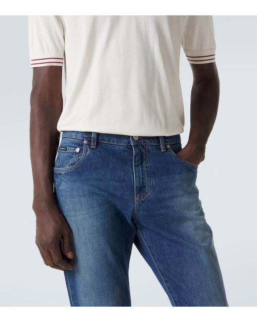 Dolce & Gabbana Blue Mid-Rise Slim Jeans for men