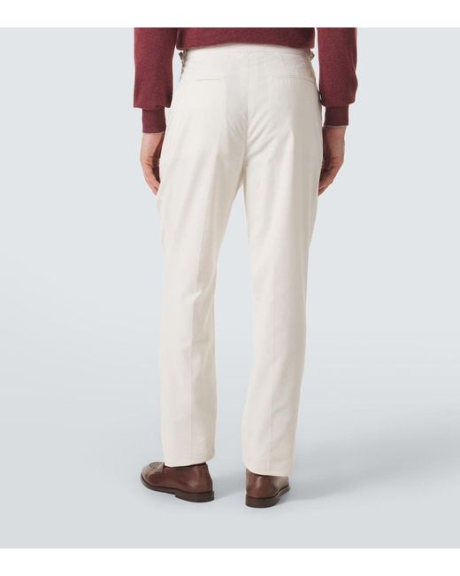 Brunello Cucinelli White Cotton Straight Pants for men