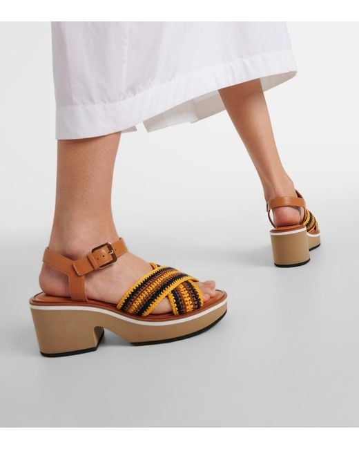 Robert Clergerie Brown Carya Crochet Platform Sandals