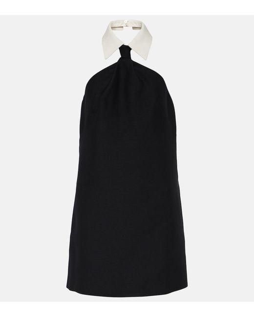 Valentino Black Wool & Silk Crepe Sleeveless Mini Dress