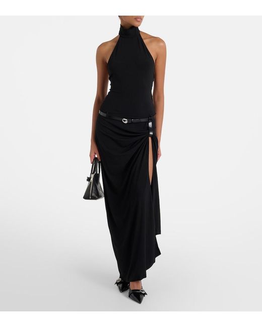 coperni long asymmetric draped dress Belted asymmetric draped halterneck maxi dress in black - Coperni