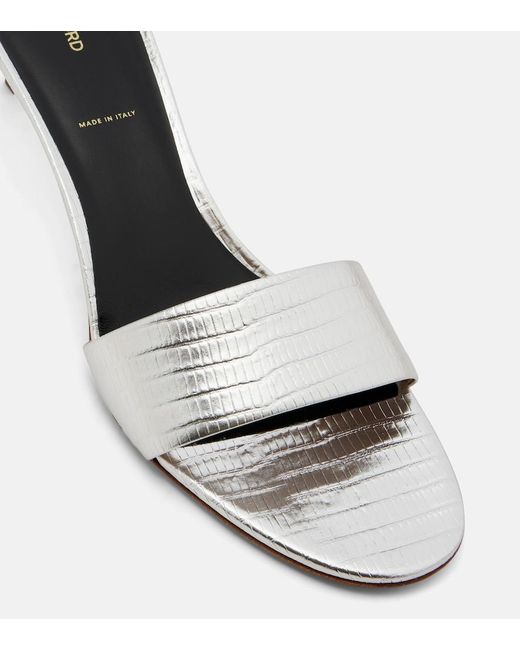 Tom Ford 55 Metallic Leather Mules