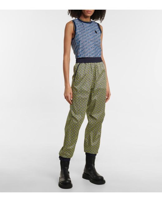 Moncler Blue Ladies Bright Abstract-Pattern Cropped Tank Top