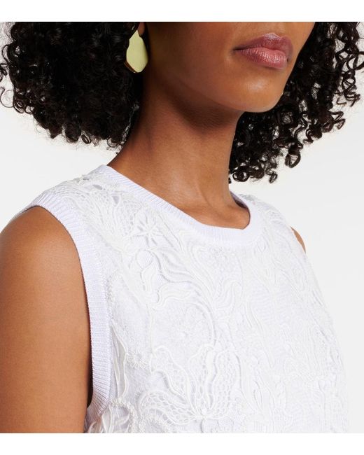 Oscar de la Renta White Guipure Lace Top