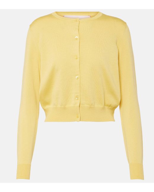 Cardigan en soie et coton Carolina Herrera en coloris Yellow
