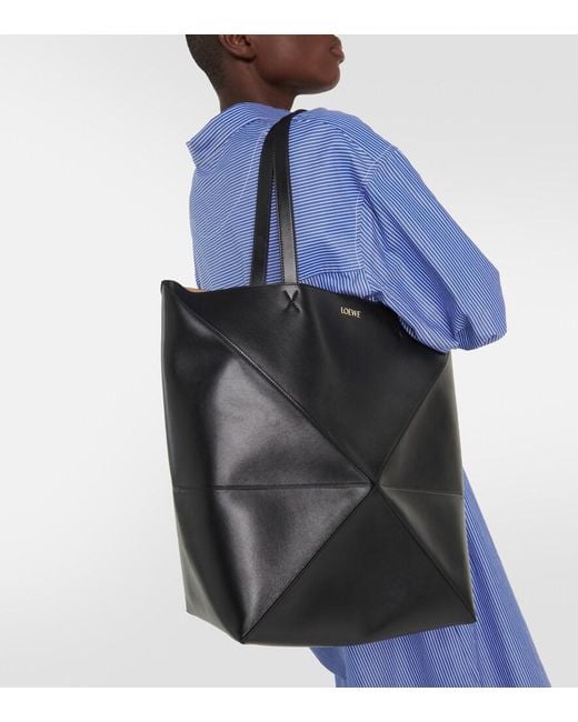Loewe Black Puzzle Fold Xl Leather Tote Bag