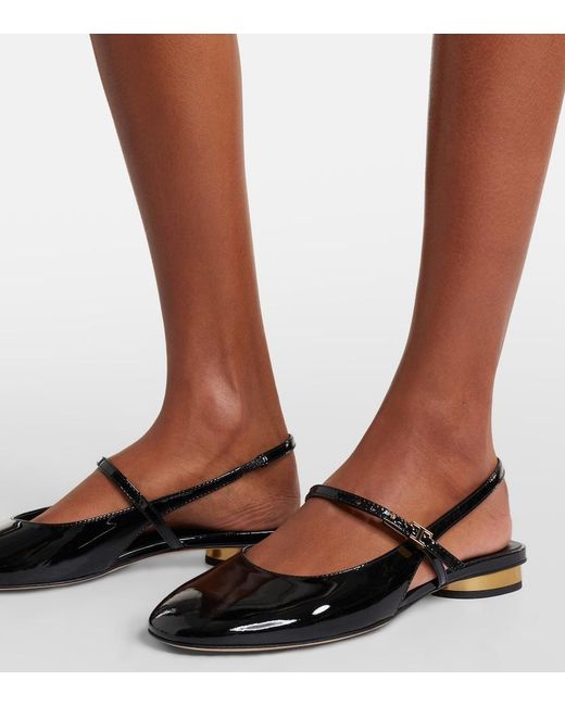 Tod's Black Patent Leather Slingback Flats