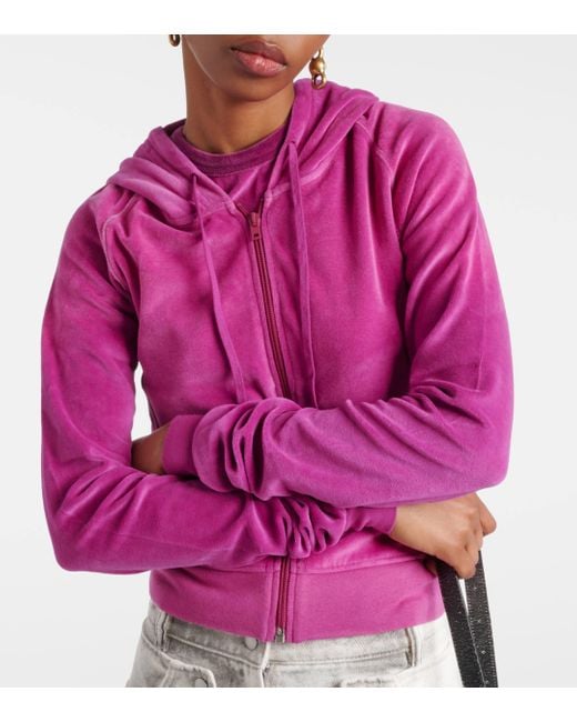 Acne Pink Francess Velvet Zip-up Hoodie