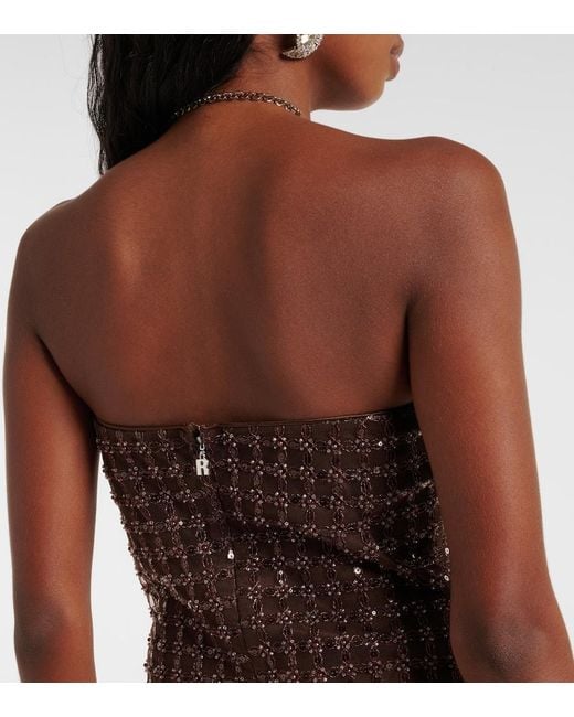ROTATE BIRGER CHRISTENSEN Purple Beaded Strapless Maxi Dress