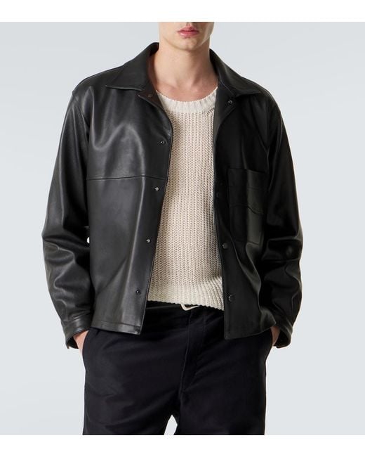 STÒFFA Black Leather Jacket for men