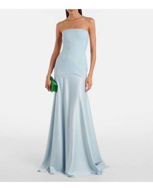 Solace London Blue Alessandra Strapless Gown