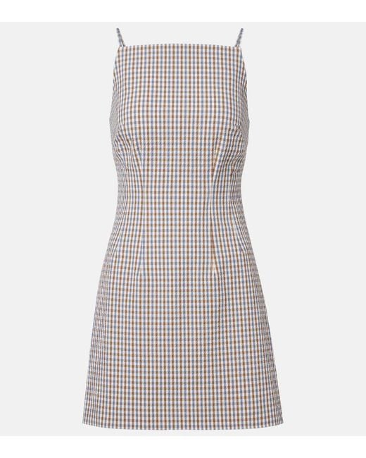 Veronica Beard Gray Gingham Cotton-Blend Seersucker Minidress