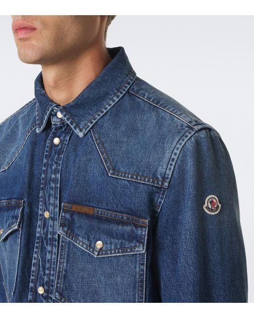 Moncler Blue Denim Western Shirt for men