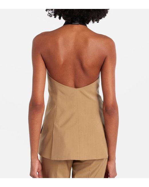 Max Mara Natural Nuraghe Halterneck Wool And Silk Vest