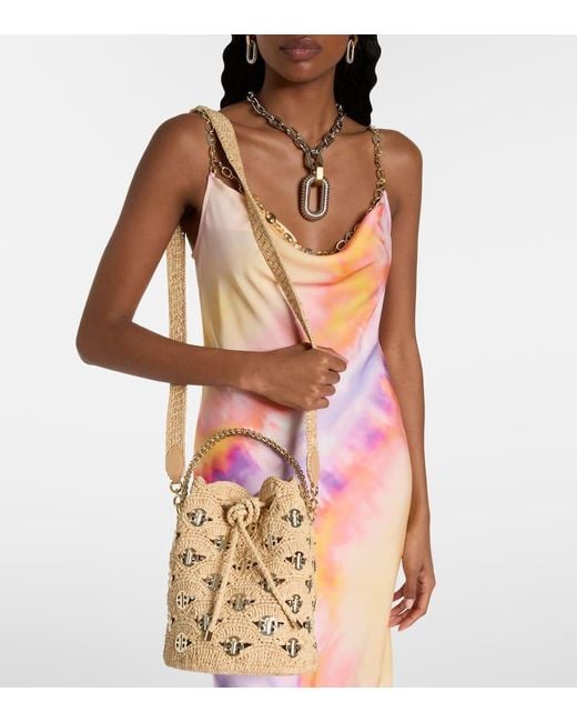 Sac En Raphia A Ornements Rabanne en coloris Metallic