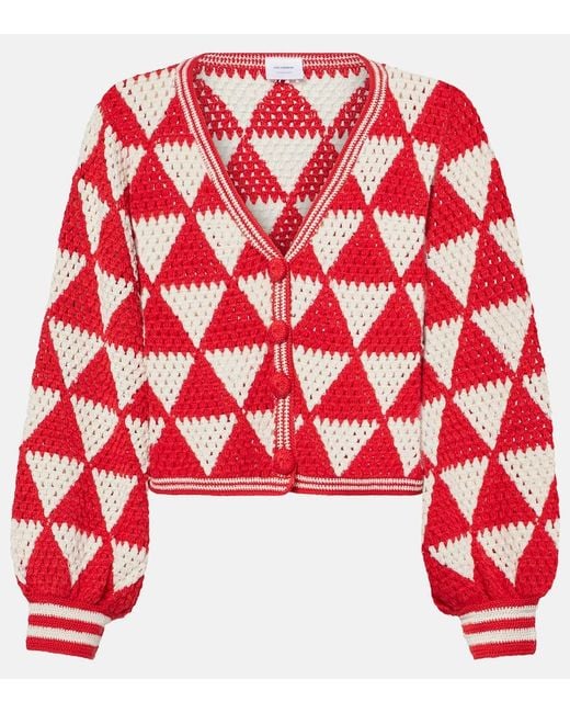Anna Kosturova Red Maija Crochet Cotton Cardigan
