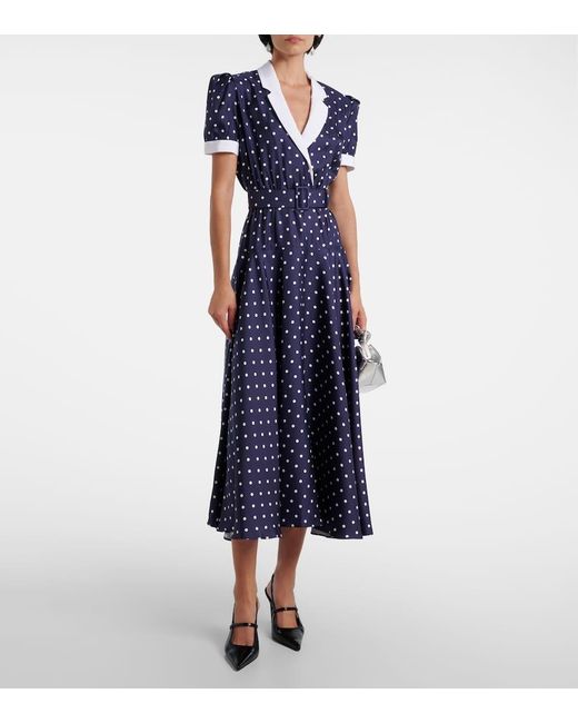 Rodarte Blue Midikleid Aus Seiden-Twill