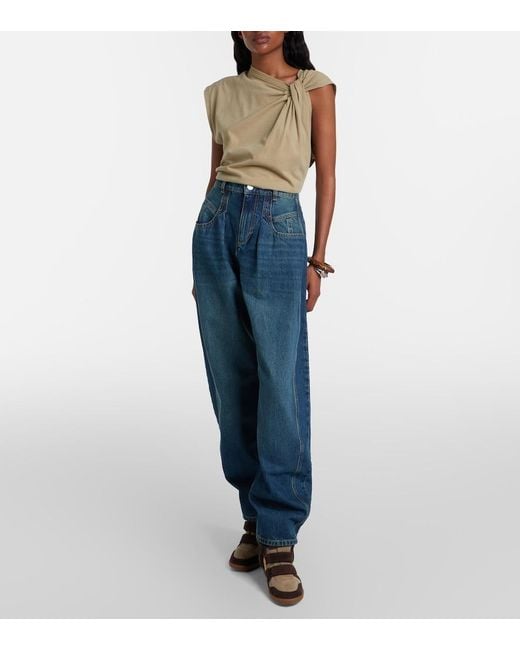 Isabel Marant Blue Lishaga Barrel-Leg Jeans
