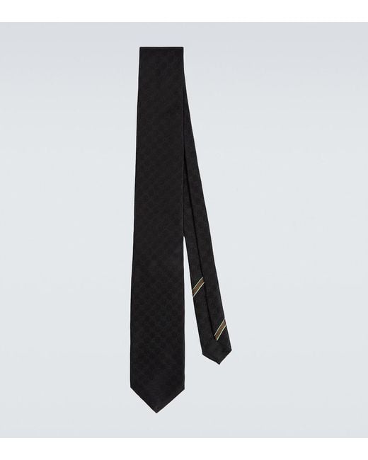 Gucci Black Gg Silk Twill Tie for men