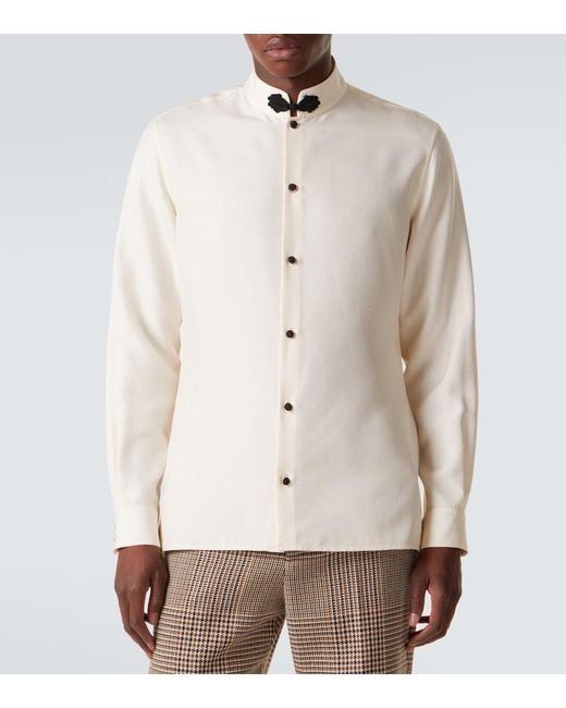 Valentino White Silk Shantung Shirt for men