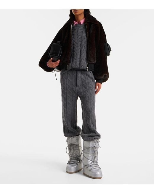 Moon Boot Gray Icon Glitter Knee-High Snow Boots