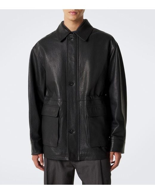 Arma Black Mavis Leather Jacket for men