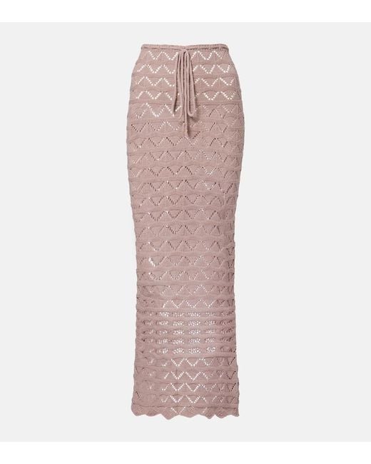 Bananhot Pink Helena Open-Knit Cotton-Blend Maxi Skirt