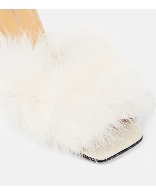 Maison Margiela Natural Pantoletten Mit Federn