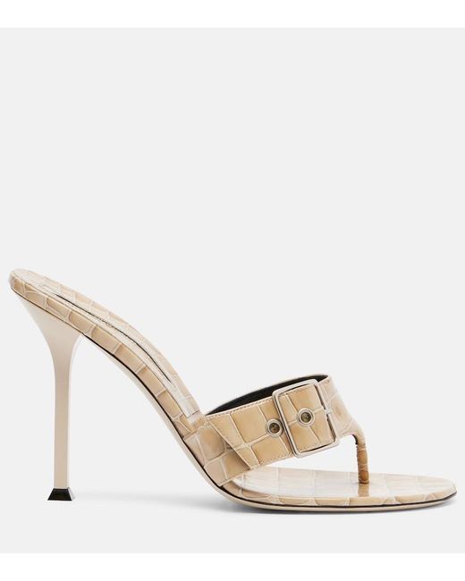 Christen Natural Helix 95 Croc-Effect Patent Leather Mules