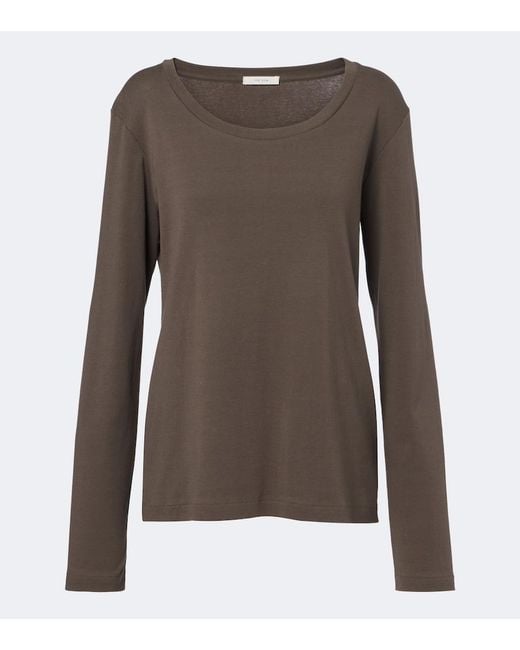 The Row Brown Kalto Cotton Jersey Top