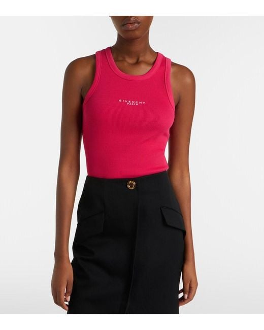 Givenchy Pink Logo Printed Cotton Top