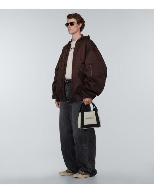 Balenciaga Black Cabas Leather-trimmed Canvas Tote Bag for men