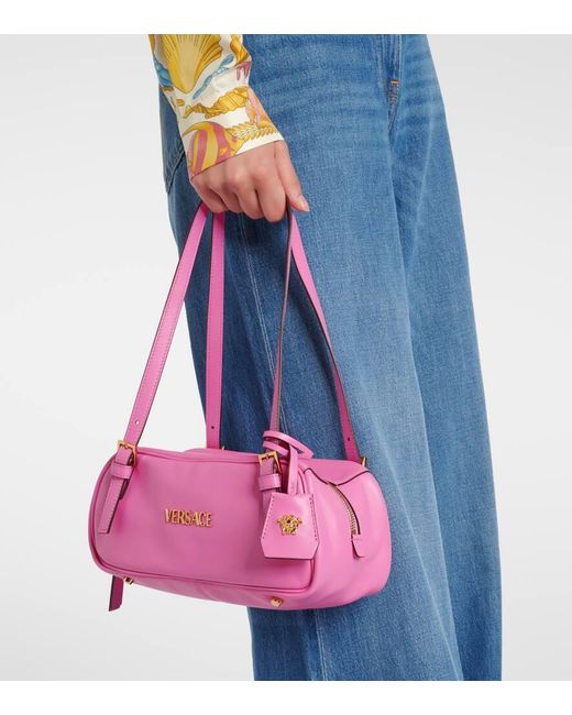 Versace Pink Tag Bowling Leather Shoulder Bag