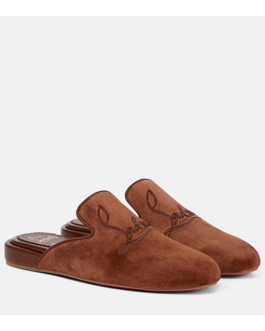 Christian Louboutin Brown Coolito Donna Suede Slippers