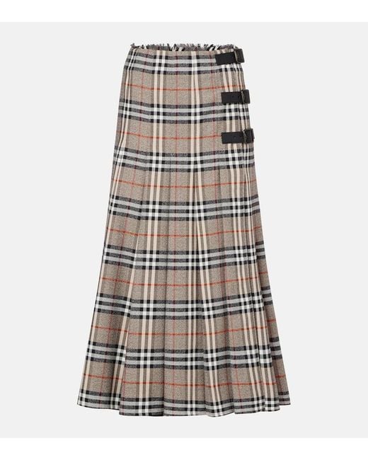 Burberry Natural Midirock Check Aus Wolle