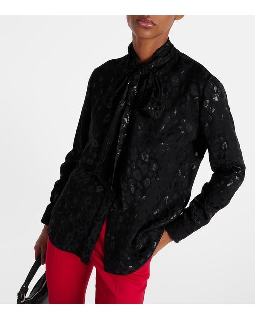 Versace Black Jacquard Satin Blouse