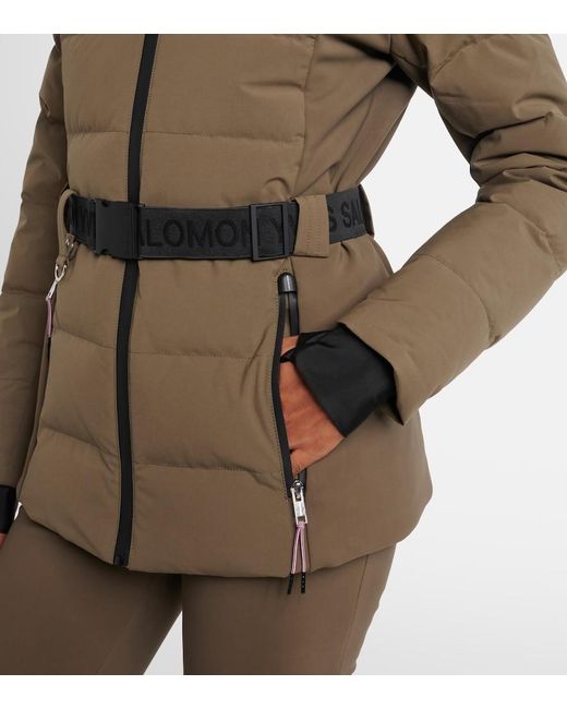 Yves Salomon Green Doudoune 64Cm Belted Down Jacket
