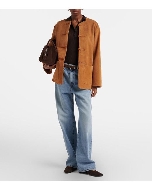 Rohe Brown Leather-Trimmed Suede Jacket