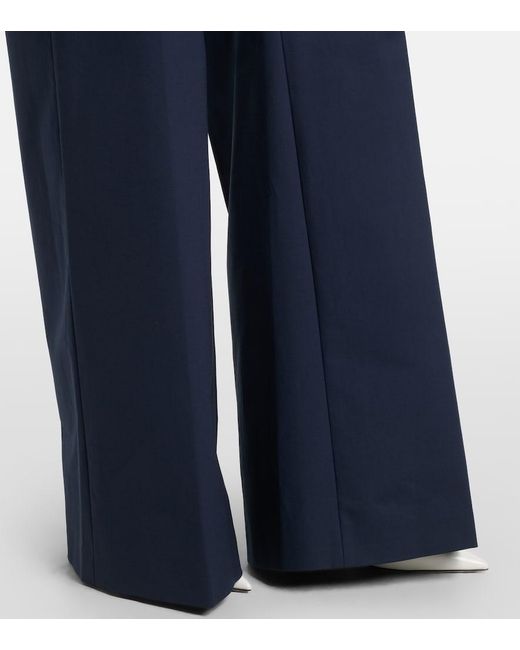 Carolina Herrera Blue Alba Cotton-Blend Wide-Leg Pants