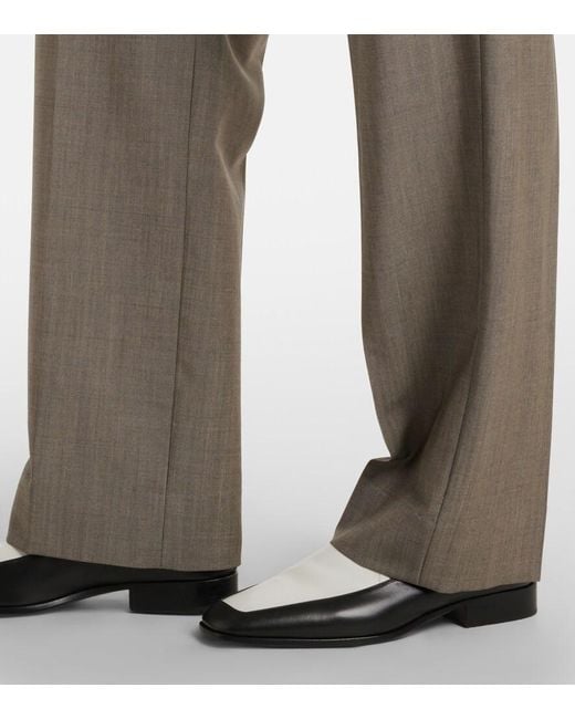 Victoria Beckham Gray Wool And Mohair Straight Pants