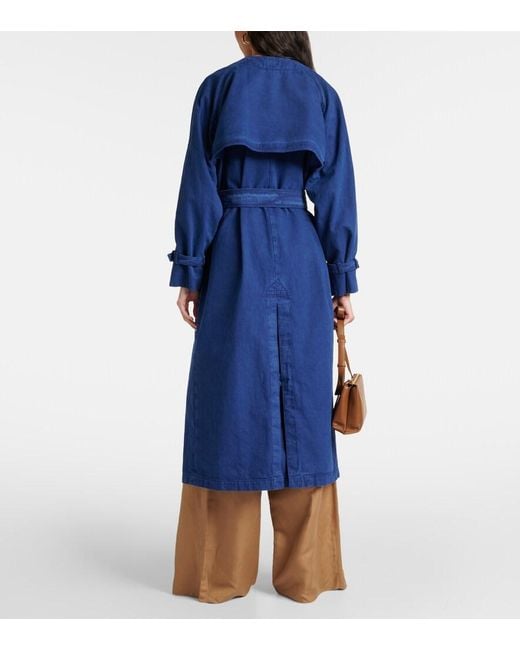 Max Mara Blue Calao Cotton Canvas Trench Coat