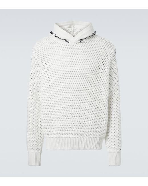 Orlebar Brown White Kirk Striped Crochet Cotton-Blend Hoodie for men