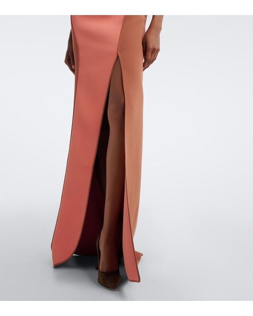 Maticevski Red Cinnamon Draped Paneled Gown