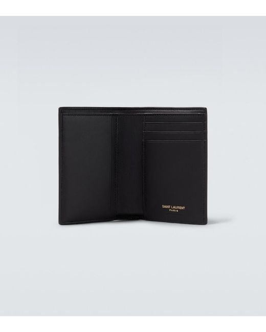 Saint Laurent Black Cassandre Leather Card Holder for men