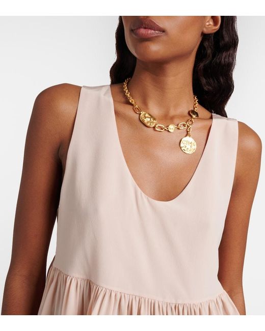 Chloé Pink Peplum Silk Crepe De Chine Top