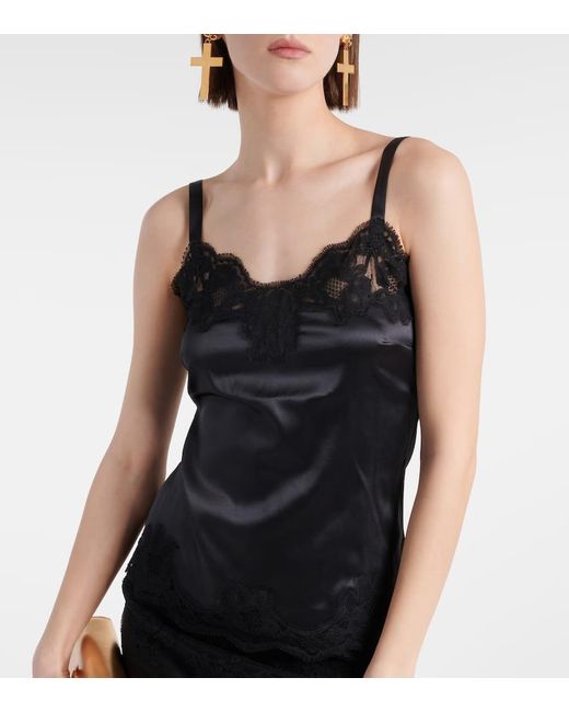 Top de lencería, de raso y encaje Dolce & Gabbana de color Black