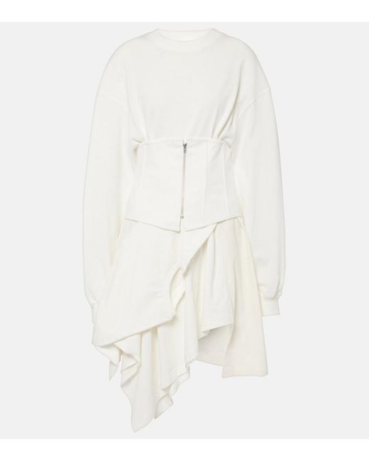 Acne White Asymmetric Cotton Jersey Corset Dress