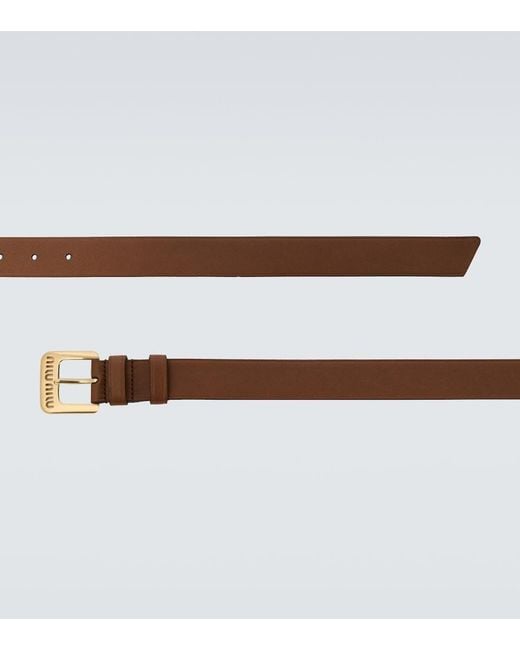 Miu Miu Brown Logo Leather Belt for men